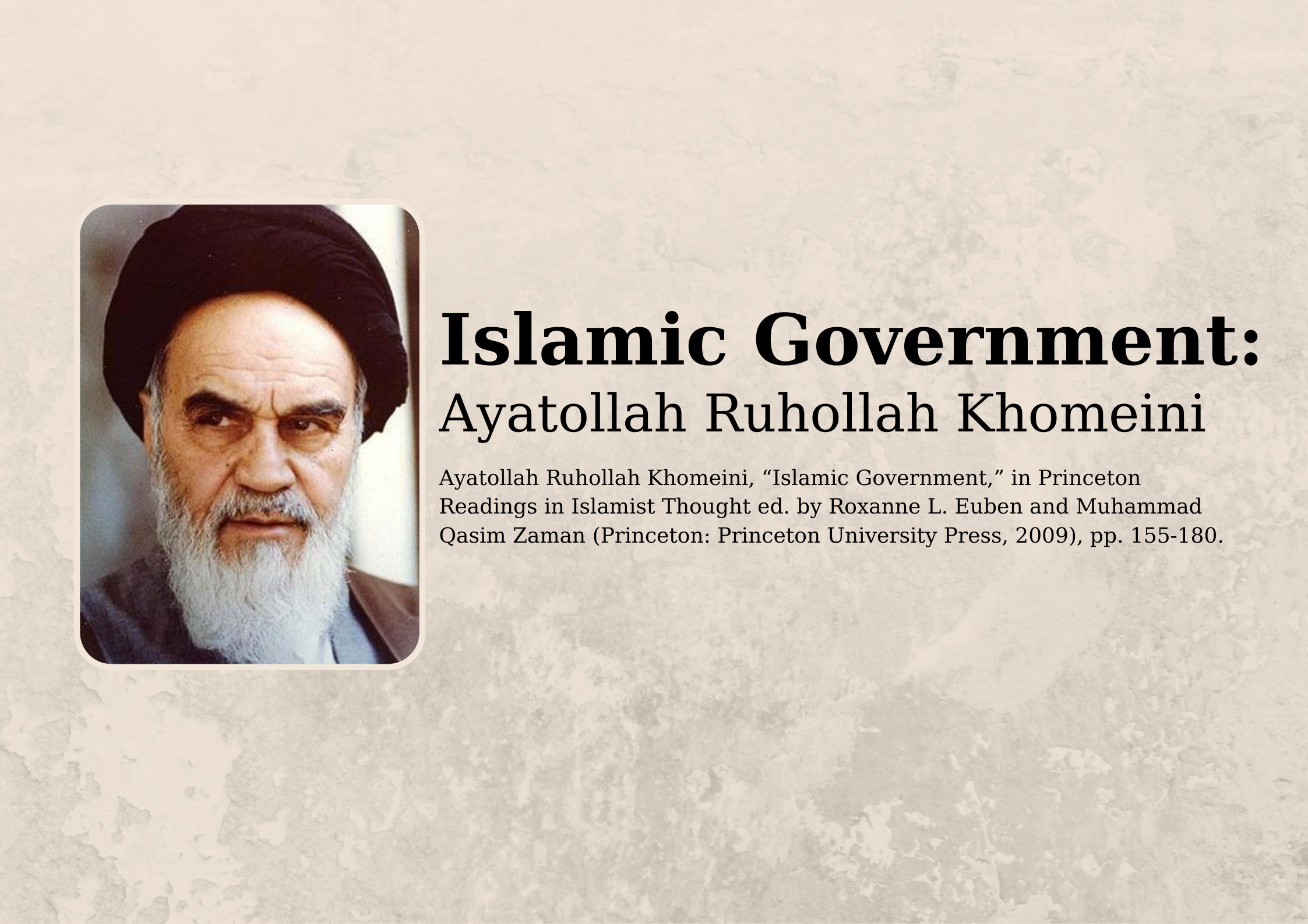 AYATOLLAH RUHOLLAH KHOMEINI AND ISLAMIC GOVERNMENT